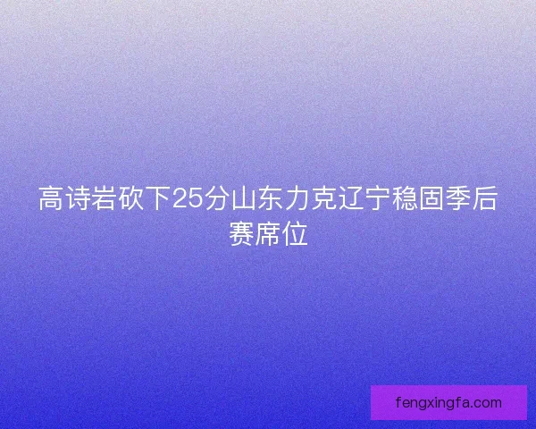 高诗岩砍下25分山东力克辽宁稳固季后赛席位 高诗岩砍下25分山东力克辽宁稳固季后赛席位