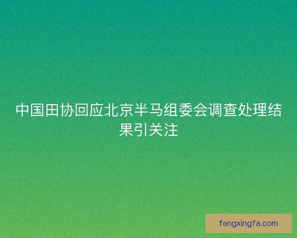 中国田协回应北京半马组委会调查处理结果引关注