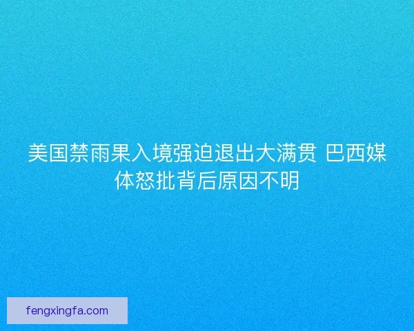 美国禁雨果入境强迫退出大满贯 巴西媒体怒批背后原因不明 美国禁雨果入境强迫退出大满贯 巴西媒体怒批背后原因不明