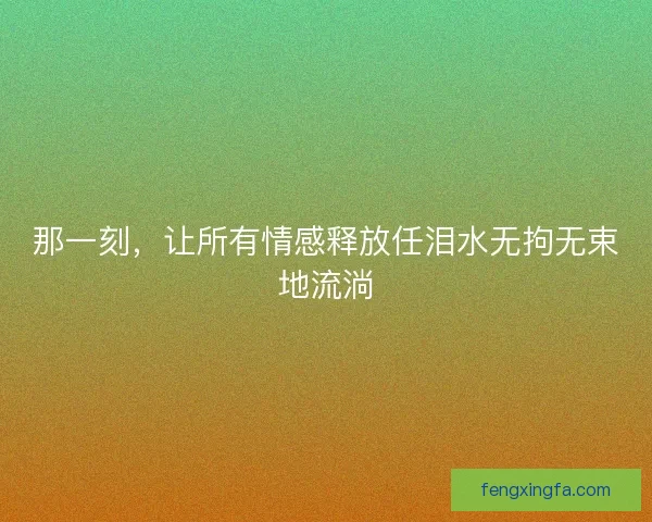 那一刻，让所有情感释放任泪水无拘无束地流淌