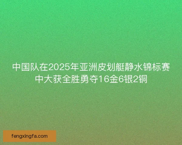 中国队在2025年亚洲皮划艇静水锦标赛中大获全胜勇夺16金6银2铜
