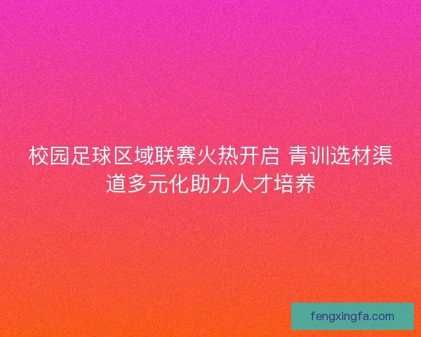 校园足球区域联赛火热开启 青训选材渠道多元化助力人才培养