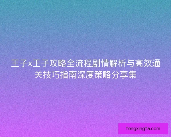 王子x王子攻略全流程剧情解析与高效通关技巧指南深度策略分享集